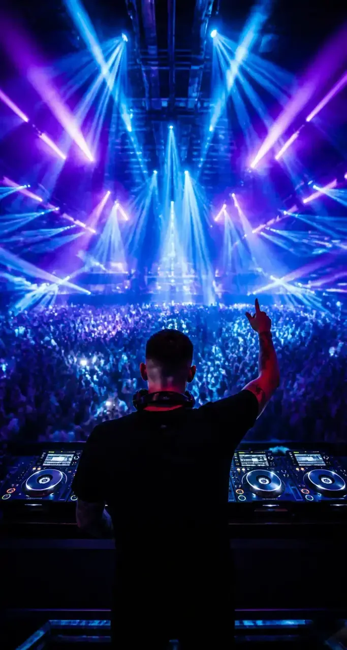 DJ aux platines pendant un festival urbain