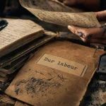 Dur labeur, gros plan carnet à l’encre sur table