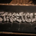 Creation graffiti : tag STREETCLIP sur tableau noir