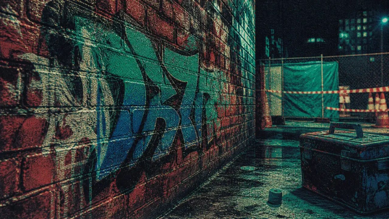 Define graffiti : tag et bombe dans une ruelle urbaine