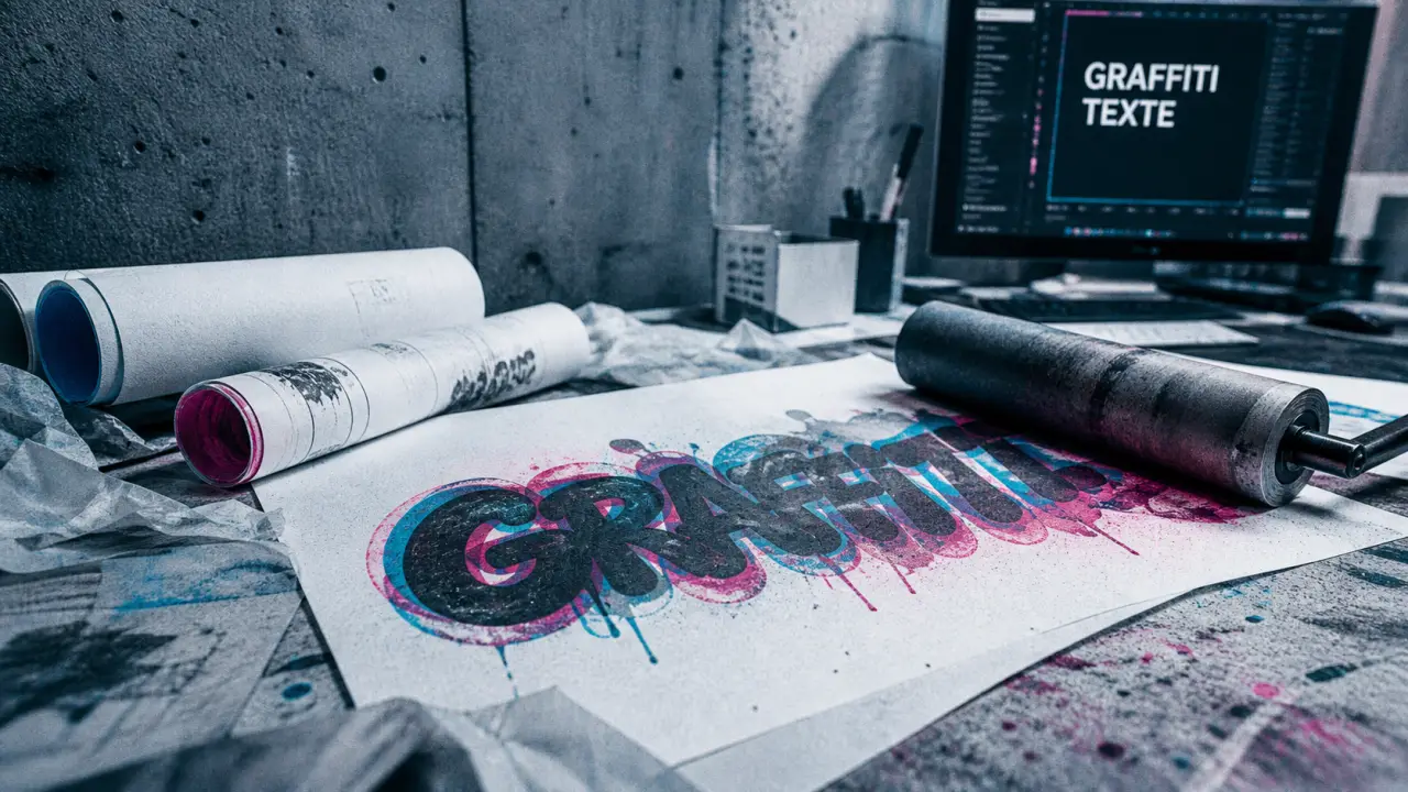Ecriture graffiti : générateur de texte sur impression Risograph