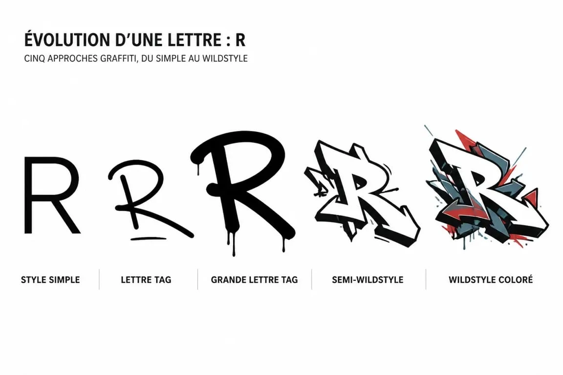 Comparaison des styles graffiti r du simple style au wildstyle