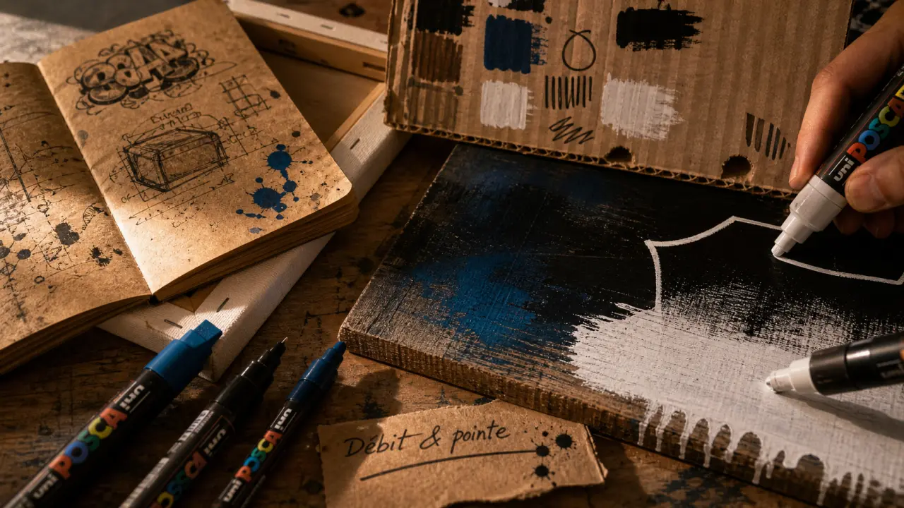 Feutres graffiti pour trait net ou coulures marquées sur carton