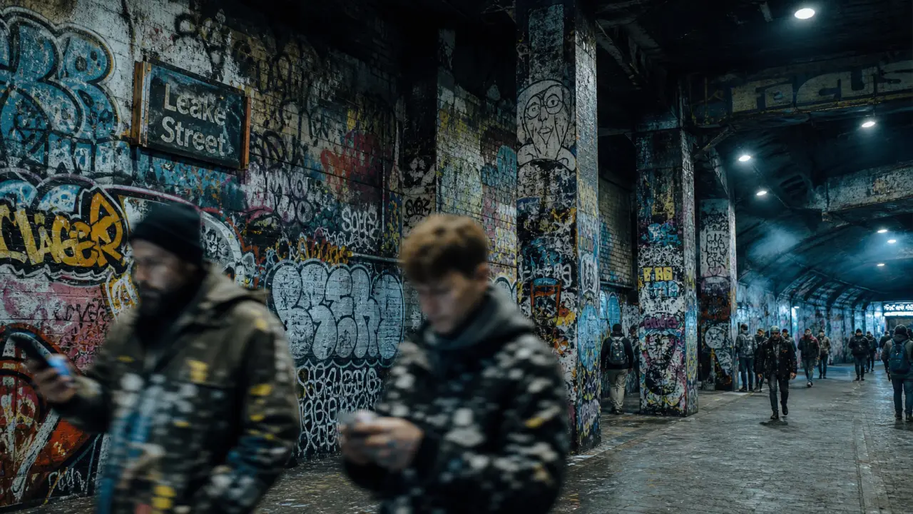 Graffiti tunnel Londres au Leake Street Tunnel, derrière Waterloo