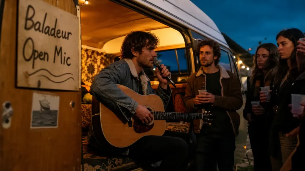 Le Baladeur open mic, une scène mobile en van aménagé