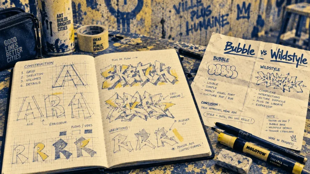Maîtriser l&rsquo;alphabet graffiti : techniques de construction et styles essentiels