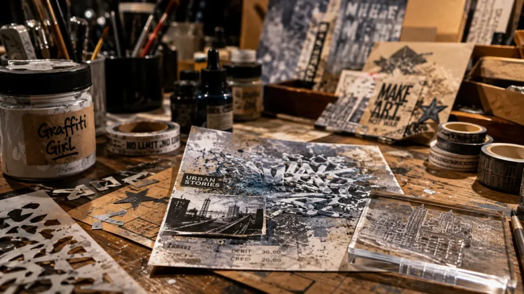 Graffiti Girl : scrapbooking urbain avec tampons clear et pochoirs