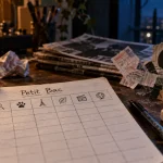 Rappeur en o : Orelsan, carnet Petit Bac, table et lettres O découpées