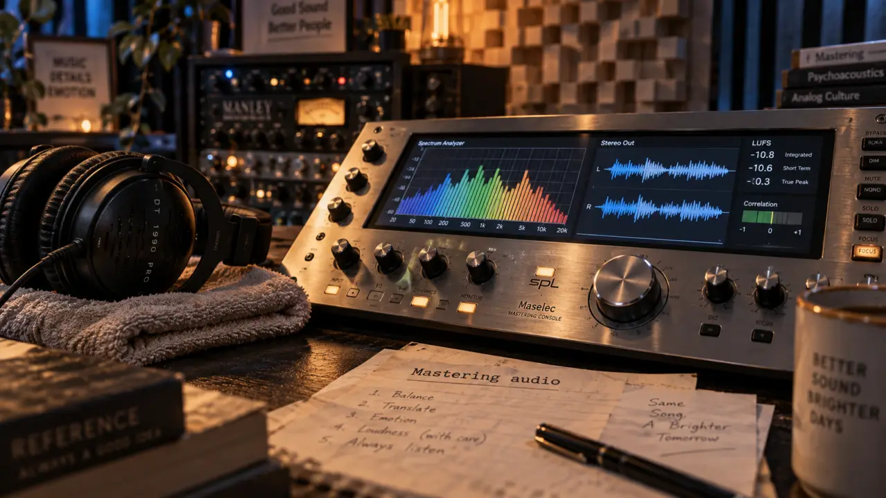 Mastering définition : console de mastering home-studio avec analyseur de spectre