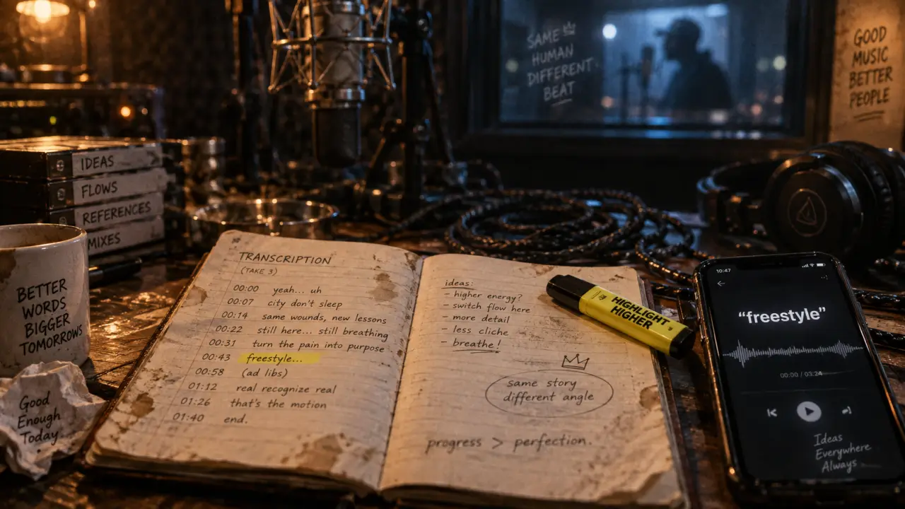 Parole rap freestyle : texte et flow en studio