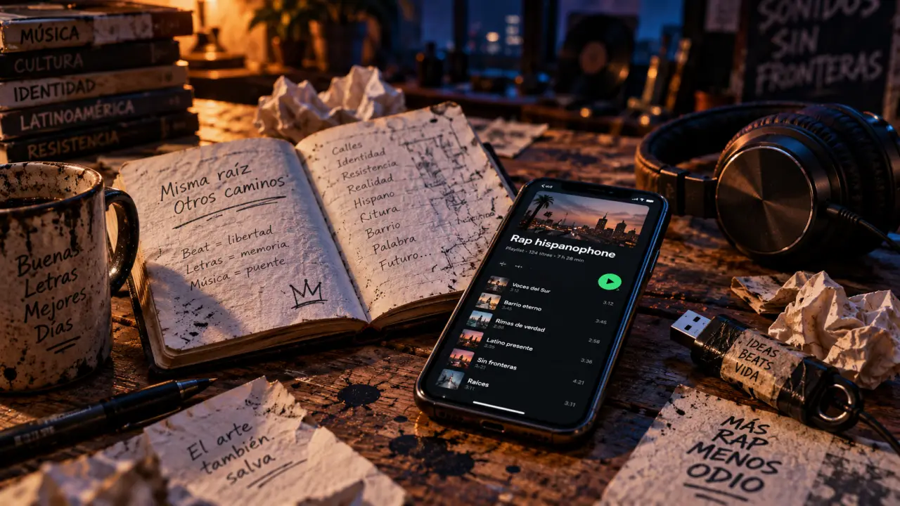 Rappeuse espagnole : table studio, carnet et playlist rap hispanophone
